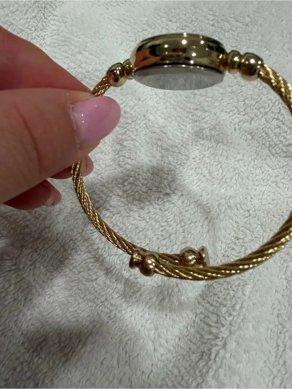 Gold Tone Minimalist Bracelet Watch Black Dial